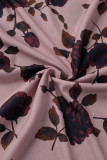 Pink Sexy Casual Print Backless Off the Shoulder Sleeveless Two Pieces