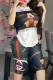 Navy Blue Casual Character Print Letter O Neck Short Sleeve Two Pieces