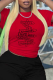 Red Street Daily Print Patchwork Letter O Neck T-Shirts