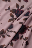 Pink Sexy Casual Print Backless Off the Shoulder Sleeveless Two Pieces