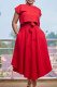 Red Casual Solid Bandage Patchwork O Neck Short Sleeve Two Pieces