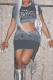 Grey Casual Street Letter Printing O Neck Two Pieces