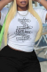White Street Daily Print Patchwork Letter O Neck T-Shirts