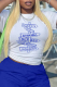 White Casual Daily Print Patchwork O Neck T-Shirts
