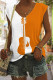 Yellow Casual Print Patchwork V Neck T-Shirts