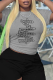 Grey Casual Daily Print Patchwork O Neck T-Shirts