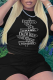 Black Casual Daily Print Patchwork Letter O Neck T-Shirts