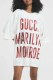 White Casual Letter Sequins O Neck Straight Dresses