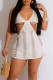 White Sexy Solid Bandage Hollowed Out Patchwork Swimwears Cover Up