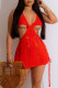 Red Sexy Solid Bandage Hollowed Out Patchwork Swimwears Cover Up