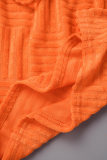 Orange Sexy Solid Bandage Backless Halter Sleeveless Two Pieces