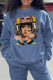 Blue Casual Daily Print Patchwork O Neck Tops
