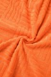 Orange Sexy Solid Bandage Backless Halter Sleeveless Two Pieces