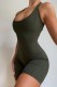 Green Sexy Casual Solid Backless Halter Skinny Romper