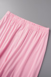 Pink Sexy Casual Solid Backless Asymmetrical Spaghetti Strap Sleeveless Two Pieces
