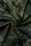 Camouflage Casual Letter Camouflage Print O Neck Tops