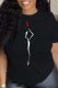 Black Casual Daily Print Patchwork O Neck T-Shirts