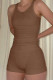 Coffee Casual Sportswear Solid Patchwork O Neck Sleeveless Two Pieces