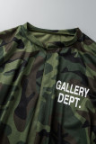 Camouflage Casual Letter Camouflage Print O Neck Tops