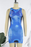 Pink Sexy Casual Print Basic U Neck Vest Dress Dresses