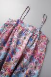 Multicolor Sexy Casual Print Backless Spaghetti Strap Sleeveless Dress Dresses