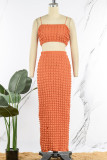 Green Sexy Solid Patchwork Spaghetti Strap Sleeveless Two Pieces