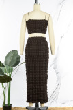 Green Sexy Solid Patchwork Spaghetti Strap Sleeveless Two Pieces
