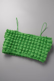 Green Sexy Solid Patchwork Spaghetti Strap Sleeveless Two Pieces