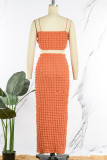 Green Sexy Solid Patchwork Spaghetti Strap Sleeveless Two Pieces