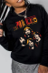 Black Casual Daily Print Patchwork O Neck Tops