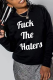 Black Casual Daily Print Patchwork Letter O Neck Tops