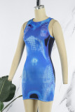 Pink Sexy Casual Print Basic U Neck Vest Dress Dresses
