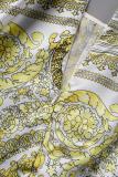 Yellow Casual Print Patchwork O Neck Long Sleeve Dresses