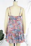Multicolor Sexy Casual Print Backless Spaghetti Strap Sleeveless Dress Dresses