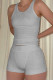 Grey Casual Sportswear Solid Patchwork O Neck Sleeveless Two Pieces