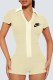 Cream White Sexy Print Letter Turndown Collar Rompers
