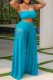 Blue Sexy Casual Solid Backless Strapless Sleeveless Two Pieces