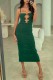 Green Sexy Solid Hollowed Out Backless Spaghetti Strap Long Dress Dresses
