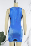 Pink Sexy Casual Print Basic U Neck Vest Dress Dresses