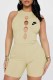 Cream White Sexy Street Print Hollowed Out Letter O Neck Rompers
