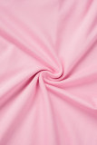 Pink Sexy Casual Solid Backless Asymmetrical Spaghetti Strap Sleeveless Two Pieces