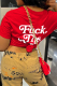 Red Casual Print Patchwork Letter O Neck T-Shirts