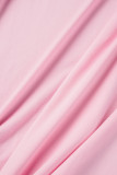 Pink Sexy Casual Solid Backless Asymmetrical Spaghetti Strap Sleeveless Two Pieces