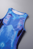 Pink Sexy Casual Print Basic U Neck Vest Dress Dresses