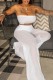 White Sexy Casual Solid Backless Strapless Sleeveless Two Pieces