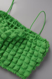 Green Sexy Solid Patchwork Spaghetti Strap Sleeveless Two Pieces