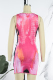 Pink Sexy Casual Print Basic U Neck Vest Dress Dresses