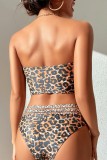 Leopard Print Sexy Print Leopard Patchwork Backless Swimwears (With Paddings)
