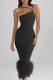 Black Sexy Casual Solid Patchwork Halter One Step Skirt Dresses