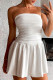 White Sexy Solid Patchwork Fold Strapless A Line Dresses